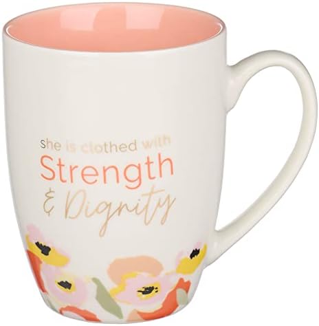 Keresztény Művészet Ajándékok Motivációs Kerámia Kávés Bögre Tea a Nők: Erő, Méltóság - Példabeszédek 31:25 Bibliai Vers