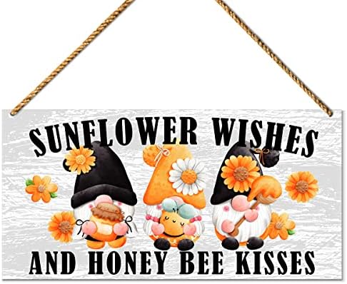 Helló Nyár Tábla Dekoráció Bejárati Ajtó, Napraforgó Kíván & Honey Bee Csók, Nyári Gnome Alá Haza Tornácon Berendezés, Konyha