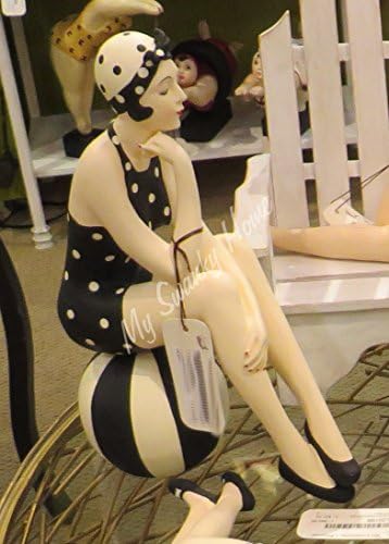 AZ ELEGÁNS OTTHON Retro Fürdés Szépség Fürdőruha Modell Szobor | Art Deco Nő Figura Pöttyös
