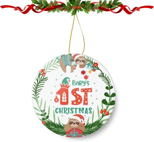 Boldog Karácsonyt Dísz-Az Első Karácsony, Mint a MR & MRS 2022 Ajándék Pár friss házasok Ünnepi Emlék Kerek Kerámia karácsonyfa