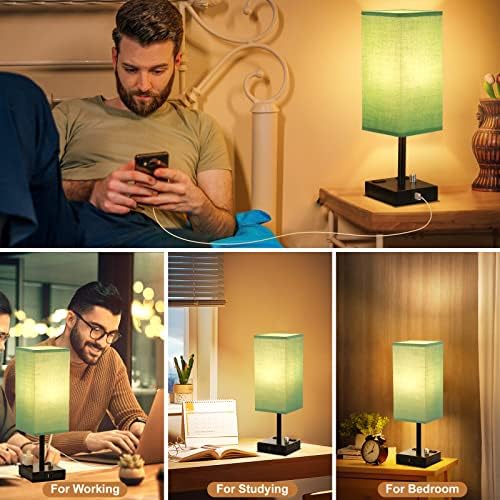 Teal Teljes mértékben Szabályozható Éjjeliszekrény Lámpa Készlet 2 - Asztali, Éjjeli Lámpa, USB C+A Töltés Ports & 2 VÁLTÓÁRAMÚ