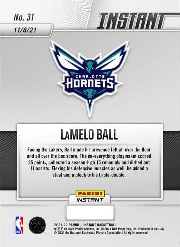 LaMelo Labdát Charlotte Hornets Fanatikusok Kizárólagos Párhuzamos Panini Instant Első Tripla-Dupla a 2021 Egyetlen Kereskedési