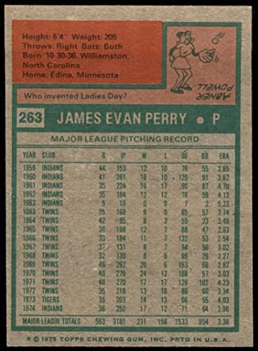 1975 Topps 263 Jim Perry Cleveland indians (Baseball Kártya) EX Indiánok