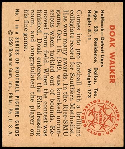 1950 Bowman 1 Doak Walker Detroit Lions (Foci Kártya) EX Oroszlánok az smu