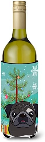 Caroline Kincsek BB1635LITERK karácsonyfa, Fekete Mopsz borosüveg Ölelkezős, Üveg Hűvösebb Ujja Ölelkezős Mosható Gép Összecsukható