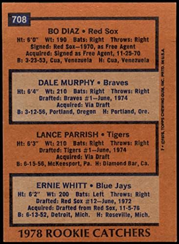 1978 Topps 708 Újonc Rögzítők Dale Murphy/Bo Diaz/Lance Parrish/Ernie Whitt Red Sox/Bátrabbak/Tigris/Blue Jays (Baseball