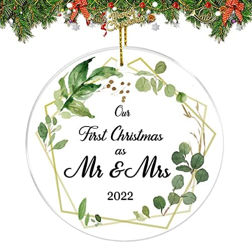 JUESMOS Az Első Karácsony, mint a Mr & Mrs 2022 Első Karácsonyi Részt Díszek a karácsonyfára Esküvőre Zuhany Házas Dekoráció