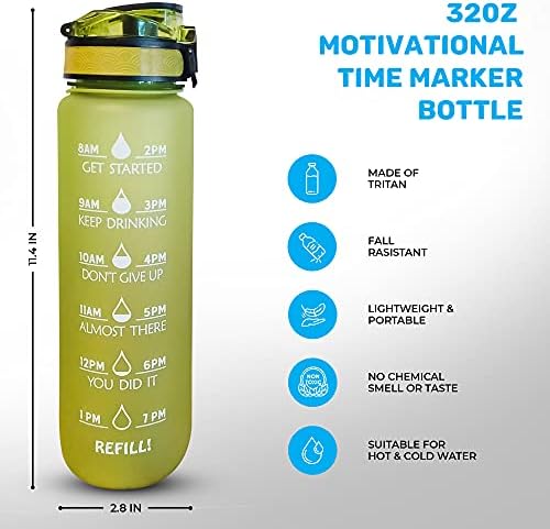 Víz Üveg Alkalommal Inni - 32oz Motivációs Újrafelhasználható Sport Víz Üveg - BPA Mentes szivárgásmentes Tritan Tornaterem