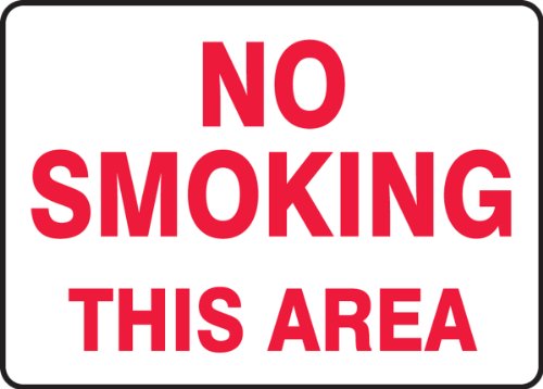 Accuform MSMK401VP Műanyag táblán, hogytilos a Dohányzás Ezen a Területen, 10 Hossz x 14 Szélesség x 0.055 Vastag, Piros,