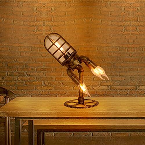 INVENOL Steampunk Rakéta Lámpa, Steampunk Lámpa Szimuláció Láng LED Izzók Lámpák, LED-es Retro Lámpa Ipari asztali Lámpa,