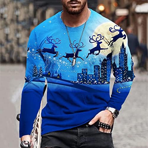 XXBR Karácsonyi Katona Long Sleeve T-shirt Férfi ruházat, Karácsonyi Rénszarvas Fa Nyomtatott Edzés, Sport, Atlétika Fél