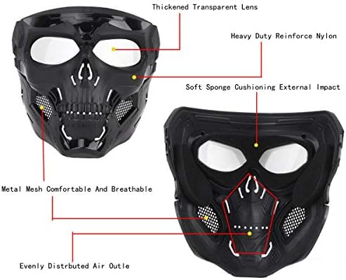 JFFCESTORE Taktikai Maszk Védő Teljes Arc Világos Goggle Koponya maszk Kettős Mód Visel Design Állítható Pánt