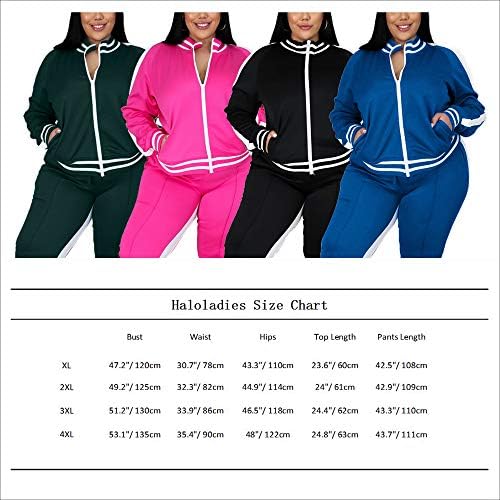 Kocogás Ruhák Nők Plus Size 2 Darab Csíkos dzsekis Melegítőben Melegítő Sweatsuits Készletek