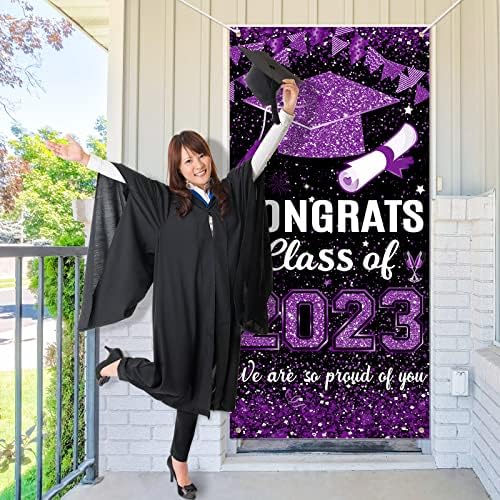 Érettségi Banner, Érettségi Hátteret Fotózás, Gratulálok a Ballagás Dekoráció Osztály 2023 az Ajtót, majd Fél Decor - Fekete-Lila