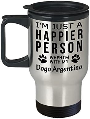 Kutya Szerető Utazási Bögre - Boldogabb Ember A Dogo Argentino -Kisállat-Tulajdonos Mentő Ajándékok
