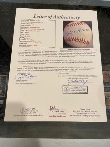 Hank Aaron Milwaukee Atlanta Braves Egyetlen Aláírt Menta Baseball Szövetség 2 - Dedikált Baseball