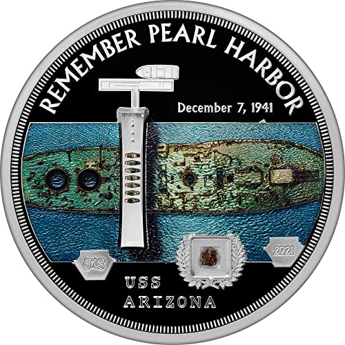 2021 DE USS Arizona PowerCoin Által Km Standish 5 Oz Ezüst Érme 25$ Palau 2021 Bizonyíték