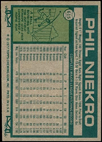 1977 Topps 615 Phil Niekro Atlanta Braves (Baseball Kártya) EX/MT Bátrabbak
