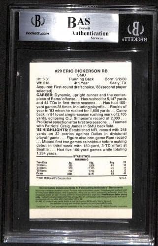 29 Eric Dickerson - 1986 McDonalds Ram Zöld Fület Labdarúgó-Kártyák (Csillag) Osztályozott lenne beégés Auto - Dedikált
