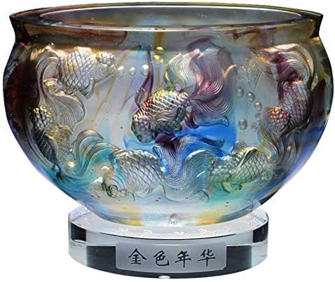 LHMYGHFDP Fény Luxus High-End Kincs Tál Aranyhal Bőségszaru Feng Shui Üveg Kézműves Vagyont Nyitott Üdvözlő Ajándék Haza