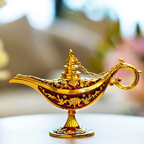 H&D TÜKÖRSIMA & DÓRA Kézzel Festett Vörös Aladdin Lámpa Dekoratív Csuklós Ékszerek Bizsu Doboz Egyedi Ajándék lakberendezés