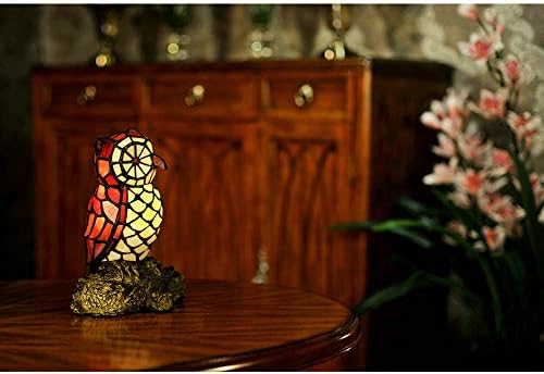 LITFAD Tiffany Élénk Bagoly asztali Lámpa 1 Fény ólomüveg Éjjeli Lámpa LED-es Éjszakai Fény, Vörös színű Nappali, Hálószoba