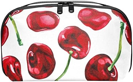 Piros Cseresznye Festmény Édes Gyümölcs Smink Táska Cipzárral Tok Utazási Kozmetikai Szervező a Nők, Lányok