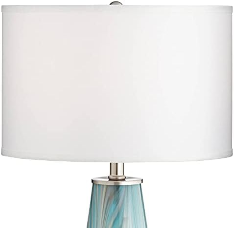 Possini Euro Design Jaime, Modern asztali Lámpa, Kézzel Készített 26 Magas Kifakult Örvény Kék Szürke Art Glass matt Nikkel
