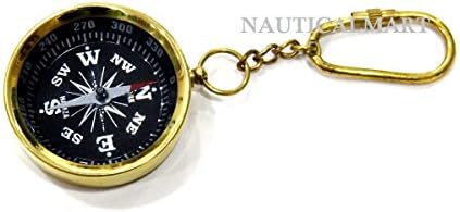 NauticalMart Zseb Kulcstartó Iránytűvel Tartozék a Kemping, Túrázás, Navigációs Irányba Mini Réz Iránytű, Születésnapi Ajándék,
