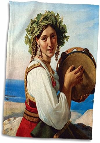 3dRose egy Fiatal Nő, Egy Tamborine a Ischia,1827 által Jean Claude... - Törölköző (twl-172071-3)
